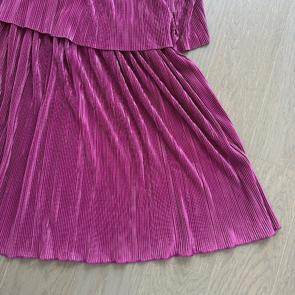 Sabina Musayev Judith Pink Purple Tiered Gown Metallic Maxi Dress - Size SMALL - Picture 7 of 11
